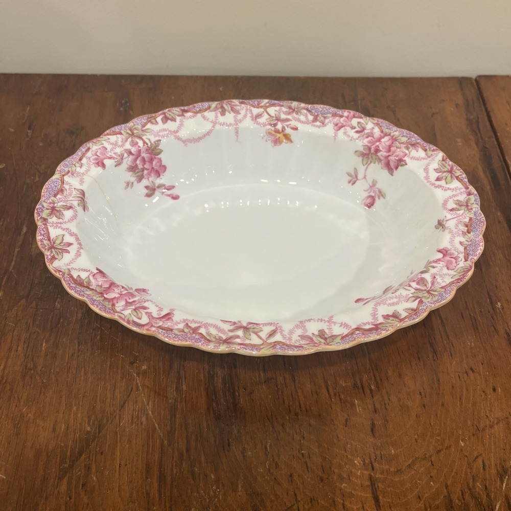 Spode IRENE Oval Vegetable Bowl 9 3/4 Inches Rare, *imperfect* Signed Stamped
